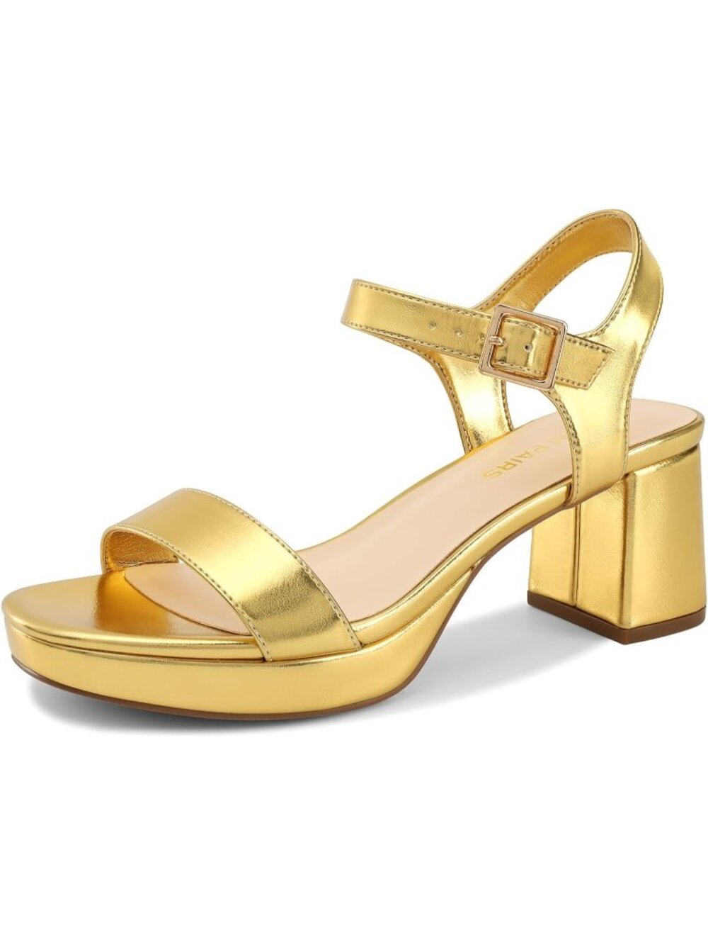 Dream Pairs Women's White Open Toe Ankle Strap Block Chunky Heels Sandals